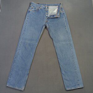 Levi's VTG Jeans Mens 34x34 Fits 32x32 Blue 501 Straight Button Fly USA Made 90s